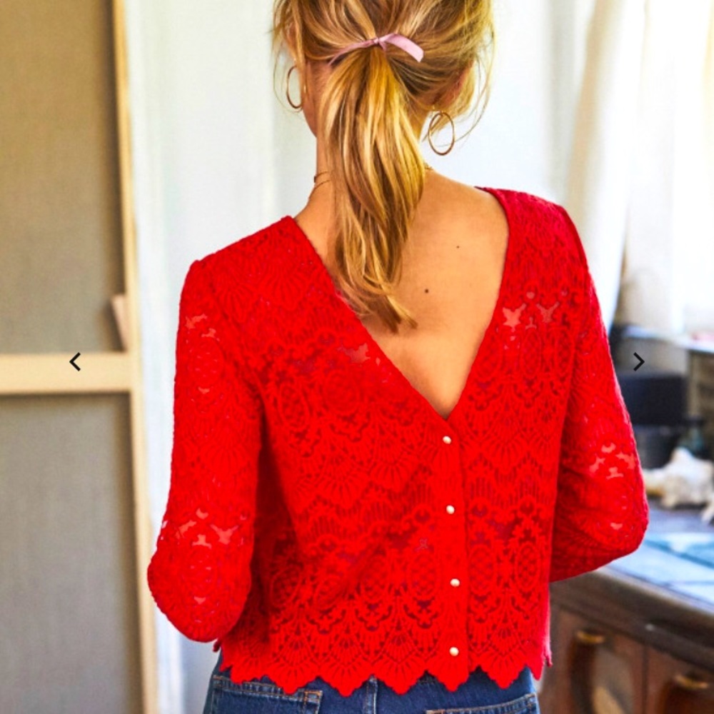 Sezane Daisy Blouse, Sz 38/US 6 *Perfect for Valentine's Day*